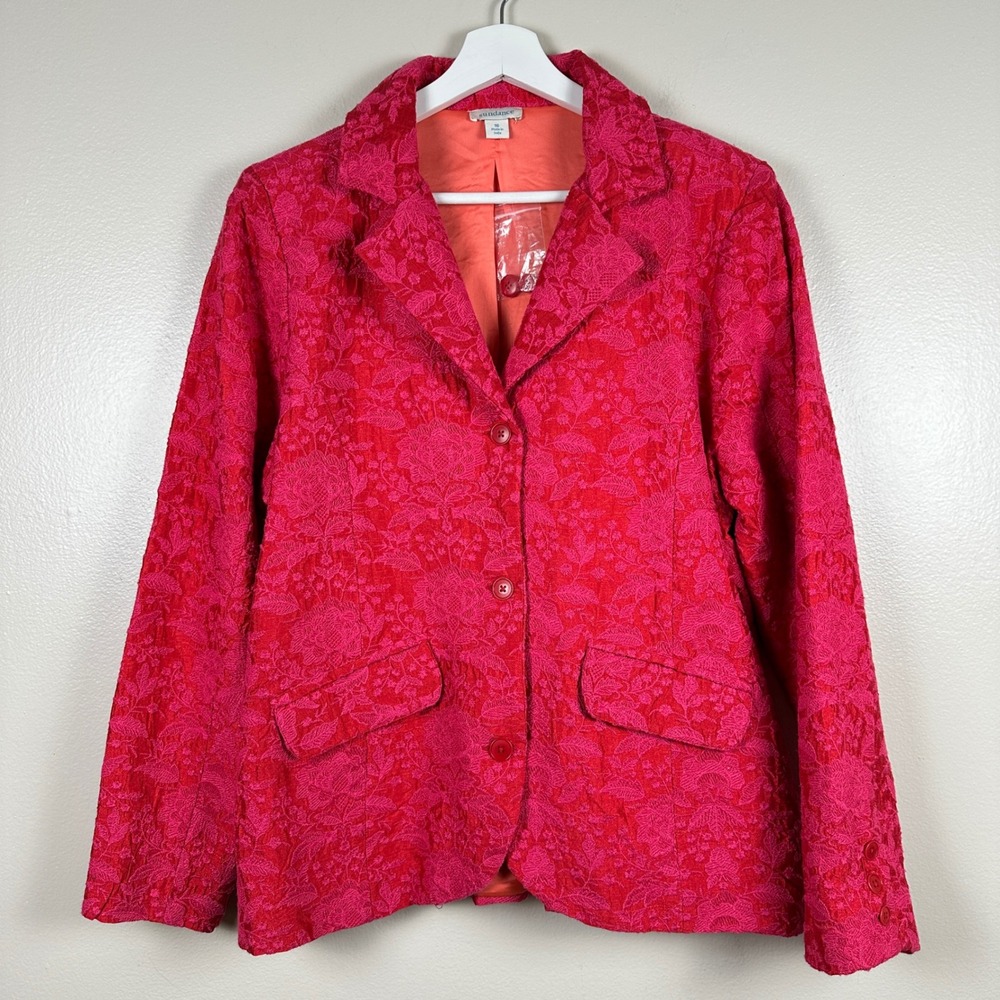 Sundance Women's 16 Blazer Pink Floral Embroidered Button Front Jacket Formal